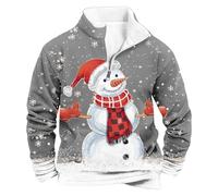 Maglione natalizio da uomo, divertente Babbo Natale, renna, pupazzo di neve, stampa 3D, con cerniera a 1/4, maglione in pile Xmas brutto maglione Ugly Christmas Sweater, O grigio., M