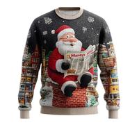 Maglione natalizio da uomo, divertente con Babbo Natale, legge un giornale Ugly Christmas Sweater da uomo, maglione norvegese, girocollo, maniche lunghe, maglione natalizio, Nero16, XL