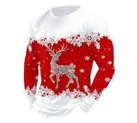 Maglione natalizio da uomo, divertente renna lucido, Ugly Christmas Sweater Xmas a maniche lunghe, maglione natalizio norvegese, maglione invernale da uomo, per festival e feste, Rosso 14., 5XL