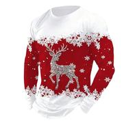 Maglione natalizio da uomo, divertente renna lucido, Ugly Christmas Sweater Xmas a maniche lunghe, maglione natalizio norvegese, maglione invernale da uomo, per festival e feste, rosso mattone 14, 5XL