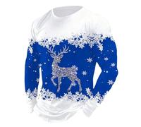 Maglione natalizio da uomo, divertente renna lucido, Ugly Christmas Sweater Xmas a maniche lunghe, maglione natalizio norvegese, maglione invernale da uomo, per festival e feste, Blu 14., 5XL