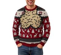 Maglione Natalizio da Uomo Funky Monkey con Divertente Smoking e Papillon, | Maglione Con Tre Bottoni Uomo Maglioni Giallo Leggera Sotto 3 Stile Angora Smile Belli Smanicati Antipioggia
