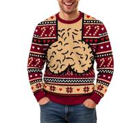 Maglione Natalizio da Uomo Funky Monkey con Divertente Smoking e Papillon, | Maglione Con Tre Bottoni Uomo Maglioni Giallo Leggera Sotto 3 Stile Angora Smile Belli Smanicati Antipioggia