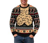 Maglione Natalizio da Uomo Funky Monkey con Divertente Smoking e Papillon, | Maglione Con Tre Bottoni Uomo Maglioni Giallo Leggera Sotto 3 Stile Angora Smile Belli Smanicati Antipioggia