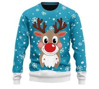 Maglione Natalizio da Uomo, Maglioni Uomo Invernale Maglione Maglia Maniche Lunghe Caldo Lavorato Casual con Stampa Natalizia Brutti con Girocollo Maglione Natale Trash per Uscire