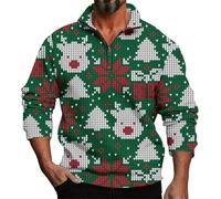 Maglione natalizio da uomo Top da allenamento Felpe con cappuccio da uomo Primavera Autunno Inverno Manica lunga Natale Stampa 3D Personalità Casual Confortevole Allentato Un terzo per Vacanze