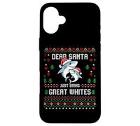 Maglione natalizio Dear Santa Great White Sharks Christmas Ugly Custodia per iPhone 16 Plus