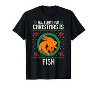 Maglione Natalizio Divertente con Scritta all I Want for Christmas Is A Betta Fish Maglietta