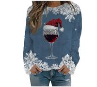 Maglione Natalizio Donna - Maglioncino Girocollo Lavorato a Maglia Fine Elegant Taglia Forti alla Moda Felpa Stampato Senza Cappuccio Pullover Maglioni Natale di Coppia per Festa Natalizie