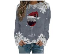 Maglione Natalizio Donna - Maglioncino Girocollo Maglione Maglia alla Moda Sottile Senza Cappuccio a Maniche Lunghe Girocollo Natale Stampato Maglioni Natalizi Personalizzati per Uscire