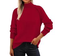 Maglione Natalizio Donna Maglioncino Rosso Donna Autumn And Winter New Semi Turtleneck Knit Bottom Sweater for Women Slightly And Large Size Thin Flesh Pail da Eleganti Maglie Red L