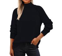 Maglione Natalizio Donna Maglioncino Rosso Donna Autumn And Winter New Semi Turtleneck Knit Bottom Sweater for Women Slightly And Large Size Thin Flesh Pail da Eleganti Maglie Black L