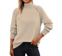 Maglione Natalizio Donna Maglioncino Rosso Donna Autumn And Winter New Semi Turtleneck Knit Bottom Sweater for Women Slightly And Large Size Thin Flesh Pail da Eleganti Maglie Khaki L