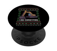 Maglione natalizio I Dig Christmas Excavator Ugly PopSockets PopGrip Adesivo