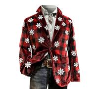 Maglione natalizio in velluto a coste da uomo blazer renna divertente grafica fluida tunica vacanza, Rosso #4., M
