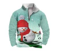Maglione natalizio invernale con cappuccio da uomo con stampa e colletto in pile e maniche lunghe Top scollo a V sexy da uomo, Verde menta, XXL