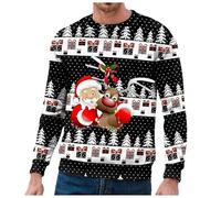 Maglione Natalizio, Maglia Natalizia Uomo Maglione Brutto di Natale on Renna Natalizia, Maglione Invernale Caldo, Maglione Natalizio a Maniche Lunghe, Maglione Natale Simpatico Christmas Jumper