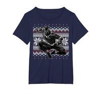 Maglione Natalizio Marvel Black Panther Crouch Ugly Maglietta, Donna Plus-Size, Navy, 5X
