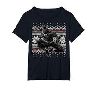 Maglione Natalizio Marvel Black Panther Crouch Ugly Maglietta, Donna Plus-Size, Nero, 4X