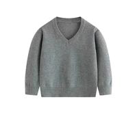 Maglione natalizio per bambini, con scollo a V, a maniche lunghe, morbido e confortevole, casual, da indossare tutti i giorni, per bambini dai 3 agli 11 anni, 01#_grigio, 7-8 Anni