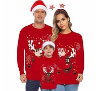 Maglione natalizio per bambini, da uomo, da donna, per Natale, set di maglioni natalizi, per coppie, per la famiglia, per bambini e donne, rosso donna, L