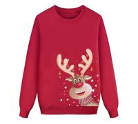 Maglione natalizio per tutta la famiglia come felpa casual a maniche lunghe con elegante design con stampa a lettera per abiti festivi, Colore: rosso, L
