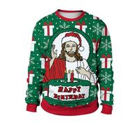 Maglione Natalizio Unisex, Felpa Natale Uomo Natale Maglione Coppia Brutto Pullover Retro Maglioni 3D Grafica Felpa Uomo Girocollo Maglio Ni Divertenti Maglieria Maglioncino Invernali per Donna Uomo