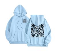 Maglione nero da donna invernale in tinta unita con stampa di cocco, per uomini e donne a maniche lunghe, tasche fiamme con cappuccio, Azzurro, 4XL