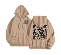 Maglione nero da donna invernale in tinta unita con stampa di cocco, per uomini e donne a maniche lunghe, tasche fiamme con cappuccio, cachi, 4XL