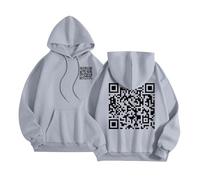 Maglione nero da donna invernale in tinta unita con stampa di cocco, per uomini e donne a maniche lunghe, tasche fiamme con cappuccio, grigio., 4XL