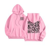 Maglione nero da donna invernale in tinta unita con stampa di cocco, per uomini e donne a maniche lunghe, tasche fiamme con cappuccio, Colore: rosa., 3XL