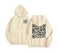Maglione nero da donna invernale in tinta unita con stampa di cocco, per uomini e donne a maniche lunghe, tasche fiamme con cappuccio, beige., 3XL