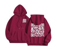 Maglione nero da donna invernale in tinta unita con stampa di cocco, per uomini e donne a maniche lunghe, tasche fiamme con cappuccio, Vino, 3XL