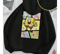 Maglione nuovo nero primaverile e autunnale, maglione con cappuccio con stampa di motivi artistici scuri, motivo di linee radiali con ritratti d'amore creativi, arte astratta di strada, versione class