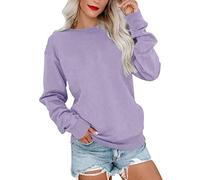Maglione per donna UK Donna Casual Girocollo Felpa Manica Lunga Top Carino Pullover Versione Allentata Pullover Maglione Donna Felpa Plus Size, Viola, L