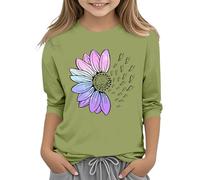 Maglione per gatti e ragazze, casual, tinta unita, girocollo, sette polsini, maglietta da 3 13 anni, Verde menta, 4-5 Jahre