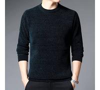 Maglione Pullover Casual Caldo Da Uomo Invernale - Scollo Tondo Alla Moda Sciolto Plus Size Camicia Con Fondo, Maglione Ispessito In Pile Di Ciniglia Lavorato A Maglia Da Uomo, Maglione A Maniche Lun