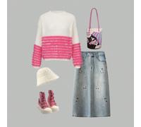 Maglione pullover in finta pelliccia di visone Y2K che non si sfalda, maglia a coste con vestibilità rilassata, collo rotondo elegante da principessa, casual versatile, morbido e confortevole, adatto