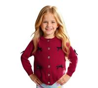 Maglione Ragazza 13 Anni, Maglioni per Ragazze Cardigan in Morbida Maglia con Fiocco Comodo e Leggero con Apertura Frontale da Indossare Tutti I Giorni. (Red 13-14 Years)