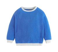 Maglione Ragazza - Maglione a Contrasto Autunnale per Bambini Stile Straniero Girocollo Lavorato a Maglia (1a-6a) (Blue 6-12 Months)