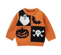Maglione Ragazza, Maglione Lavorato a Maglia per Bambini per Halloween per Il Ringraziamento con Stampa Grafica per Bambini Piccoli e Neonati (Orange 18-24 Months)
