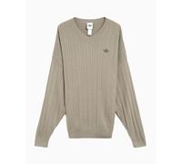 adidas Originals - Felpa girocollo in maglia a trecce color argento ciottolo M