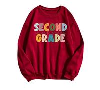 Maglione riscaldante da donna, maglietta per il primo giorno di scuola, abbigliamento insegnante per l'inizio della scuola, vacanze, anniversario, top grafico, maglione bianco, Colore: rosso, L
