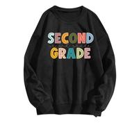 Maglione riscaldante da donna, maglietta per il primo giorno di scuola, abbigliamento insegnante per l'inizio della scuola, vacanze, anniversario, top grafico, maglione bianco, Nero , L