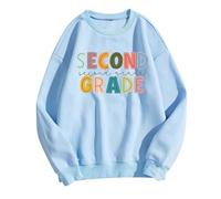 Maglione riscaldante da donna, maglietta per il primo giorno di scuola, abbigliamento insegnante per l'inizio della scuola, vacanze, anniversario, top grafico, maglione bianco, Azzurro, M