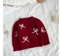 Maglione rosa ricamato per bambine e bambine piccole, adatto per primavera/autunno, può essere indossato come pezzo di strato in inverno. Il delicato ricamo a fiocco aggiunge un fascino adorabile e gi