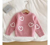 Maglione rosa ricamato per bambine e bambine piccole, adatto per primavera/autunno, può essere indossato come pezzo di strato in inverno. Il delicato ricamo a fiocco aggiunge un fascino adorabile e gi