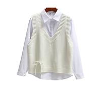 Maglione Senza Maniche Donna, Scollo A V, Gilet Scolastico Giapponese