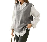 Maglione Senza Maniche,Gilet Da Donna In Morbida Maglia Fine Maglione Classico Pullover Senza Maniche Gilet Con Scollo A V Leggero Maglione Lavorato A Maglia Smanicati Felpe Casual Top Semplice Magl