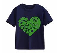 Maglione senza pancia per adolescenti, a maniche lunghe St. Day Middle and Large Children's Retro Personality 2D Printing Children's Loose Short Sleeved, Blu marino, 8-9 Jahre